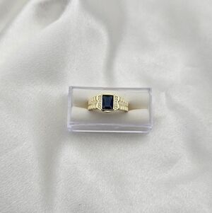 Yellow Gold Over Sterling Silver 925 Sapphire CZ Lux Ring